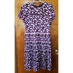 Banana Republic Factory Women's Floral Print Pleated Skirt Dress Purple Size 6